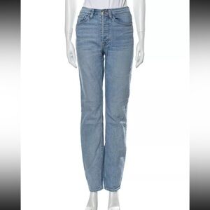 3x1 High Rise Straight Leg Long Jeans 24 X Mimi Cuttrell Light Blue wash